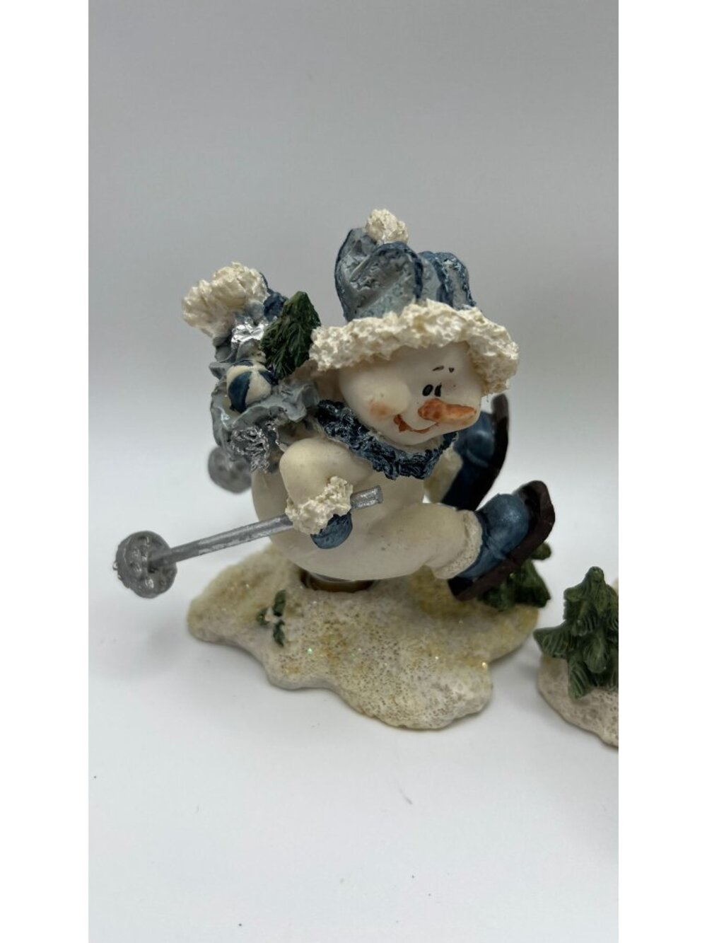 Snowman Figurine Set Skiing & Winter Scene Holiday Decor - Picture 3 of 5